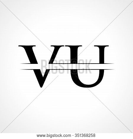Creative Letter VU Logo Vector Template With Black Color. VU Logo Design