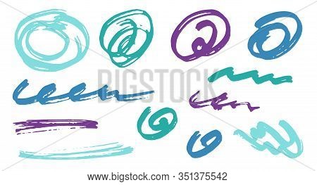 Rough Scribble Doodle Graphic Design Vector Elements.  Isolated Marker Traces. Paint Brush Strokes, 