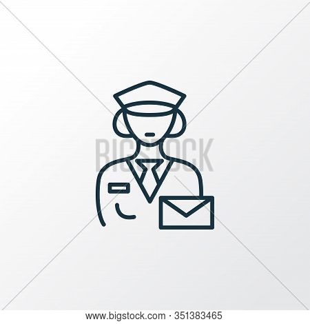 Postwoman Icon Line Symbol. Premium Quality Isolated Letter Element In Trendy Style.
