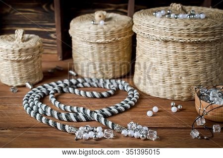 Lariat. Woven Transformer Harness Made Of Beads With Beautiful Clasps Or Tassels At The Ends. Home W