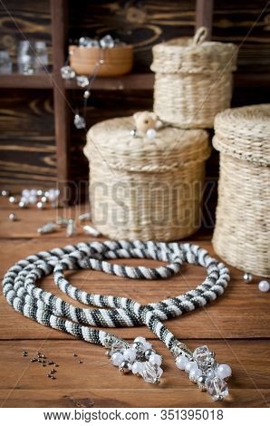 Lariat. Woven Transformer Harness Made Of Beads With Beautiful Clasps Or Tassels At The Ends. Home W