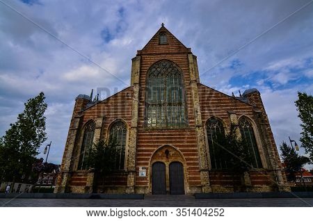 Goes, Region Of Zeeland, Holland. August 2019. View Of The Facade Of The Imposing Church Of Maria Ma