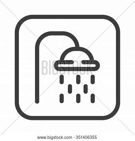 Shower Black Line Icon. Public Navigation. Pictogram For Web Page, Mobile App, Promo. Ui Ux Gui Desi