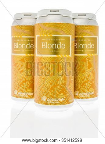 Winneconne,  Wi - 16 February 2020:  A Four Pack Of Southside Blonde Ale Beer On An Isolated Backgro
