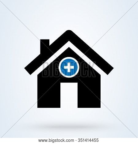 Hospital Icon. Medical Sign. Health Center Icon. Clinic Building, Healtcare, Polyclinic Symbols. Doc
