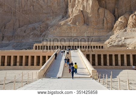 Luxor, Egypt - January 16, 2020 : The Mortuary Temple Of Hatshepsut, Also Known As The Djeser-djeser