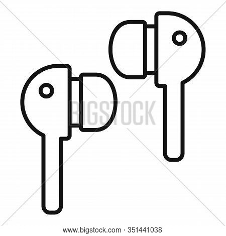 Wireless Earbuds Icon. Outline Wireless Earbuds Vector Icon For Web Design Isolated On White Backgro