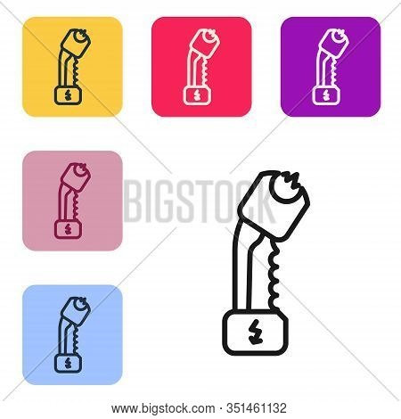 Black Line Police Electric Shocker Icon Isolated On White Background. Shocker For Protection. Taser 