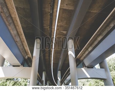 Toned Image Of Curved Elevated Highway On Cocnrete Columns