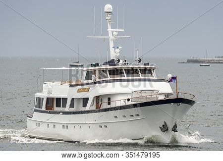 New Bedford, Massachusetts, Usa - July 17, 2019: The 106-foot Yacht Stoneface, Hailing Port Fort Lau
