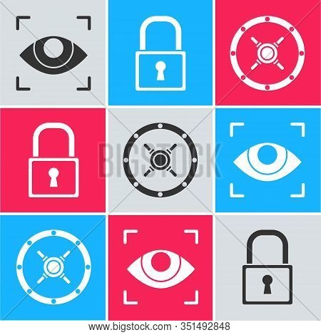 Set Eye Scan , Lock And Safe Icon. Vector