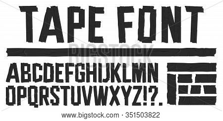 Creative Vector Illustration Of Tape Alphabet Font Isolated On Background. Art Design Alphabet Lette