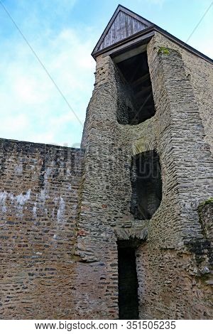 Ruined Tower Of Bourscheid Castle In Luxembourg