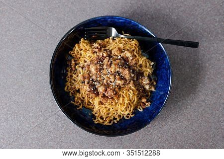 Plant-based Recipes, Sticky Ginger Noodles With Garlic Vegan Mince And Sesame Seeds