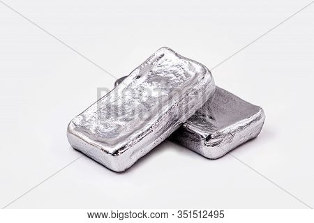 Big Big Silver Nugget On Black Background. Raw Silver Stone, Silver Nugget Native To Liberia, Isolat