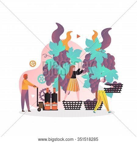 Wine Making Vector Concept For Web Banner, Website Page