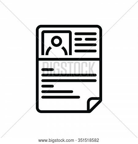 Black Line Icon For Resume Document Profile Unemployment Application Summary Detail Expansion Elabor