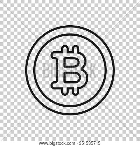 Bitcoin Icon In Flat Style. Blockchain Vector Illustration On White Isolated Background. Cryptocurre
