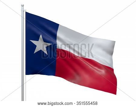 Texas (u.s. State) Flag Waving On White Background, Close Up, Isolated. 3d Render