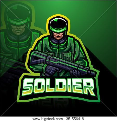 Soldier Mascot Esport Gaming Logo With Text