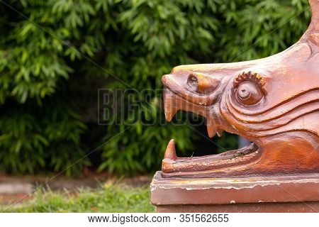 Close-up Of The Mouth Of A Fish Like Monster Ningyo In Japanese Folk Tales. Mythology Concept