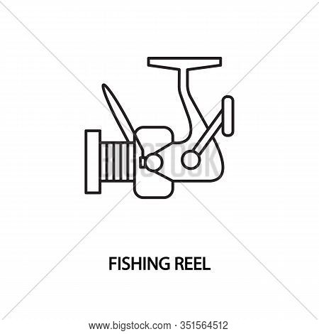 Fishing Reel Vector Line Icon. Concept For Website And Printed Materials
