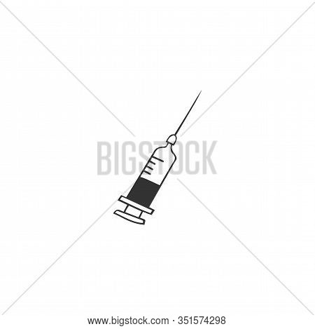 Vector Hand Drawn Icon, A Syringe With Vaccine.