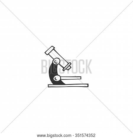 Vector Hand Drawn Icon, A Microscope. Isolated Object.