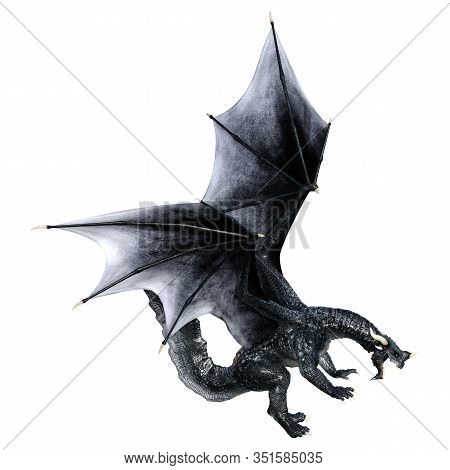 3D Rendering Fairy Tale Dragon On White