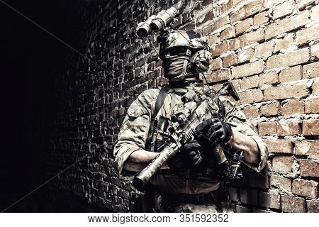 Special Operations Forces Soldier, Counter Terrorism Assault Team Fighter With Night Vision Device O