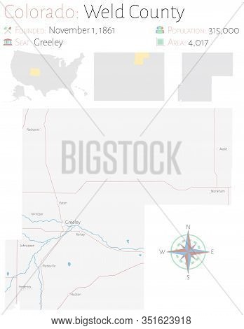 Large And Detailed Map Of Weld County In Colorado, Usa.