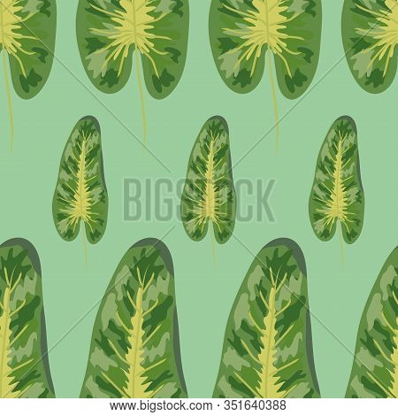 Tropical Plants Seamless Pattern, Tropical Foliage, Pastel Vintage Theme