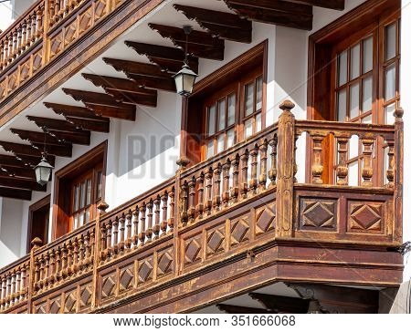 Old Charmant Houses In Los Llanos De Aridane, Tropical La Palma Island, Canary, Spain