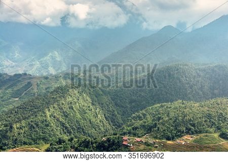 Beautiful Scenery, Popular Tourist Trekking Destination. Rice Field Terraces.  Mountain View In The 