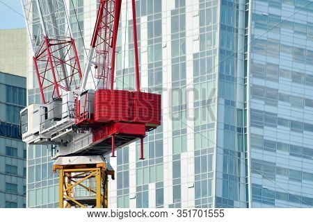 Warsaw, Poland. 4 September 2018. Tower Crane Liebherr 315 Hc-ls On The Construction Site Of Varso P