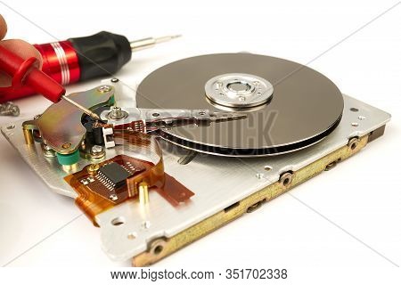 Hdd - Hard Disk Drive. Hard Disk Repair Concept. The Hard Drive Is Designed To Store Data Of All Man