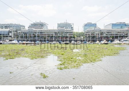 Capital Federal, Buenos Aires/ Argentina; Jan 23, 2016: Unusual View Of Puerto Madero: Water Surface