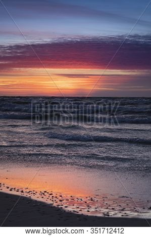 Late Evening Winter Sunset Over Lake Huron
