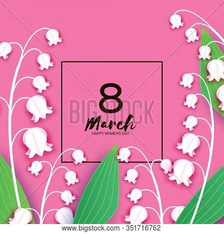 Lilies-of-the-valley. 8 March. Beautiful White Flowers. Origami Layered Floral Bouquet. Happy Womens