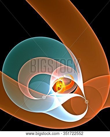 Abstract, Fractal, Computer-generated Image Of Multi-colored Geometric Shapes, Curves And Lines Rese
