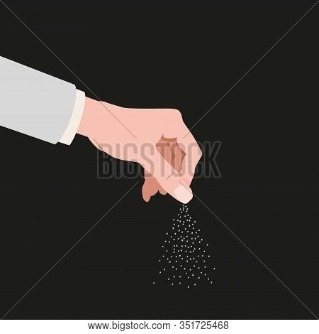 Human Hand Salting, Salts, . Cooking Gesture Sprinkle Vector Isolated Cartoon Style Illustration