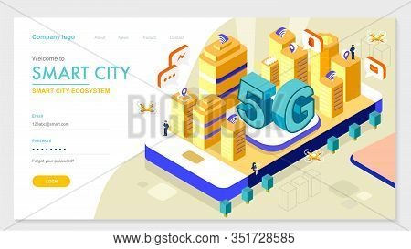 5g Smart City Future Abstract Or Metropolis.intelligent Building Automation System Business Concept.