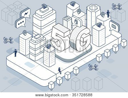 5g Smart City Future Abstract Or Metropolis.intelligent Building Automation System Business Concept.