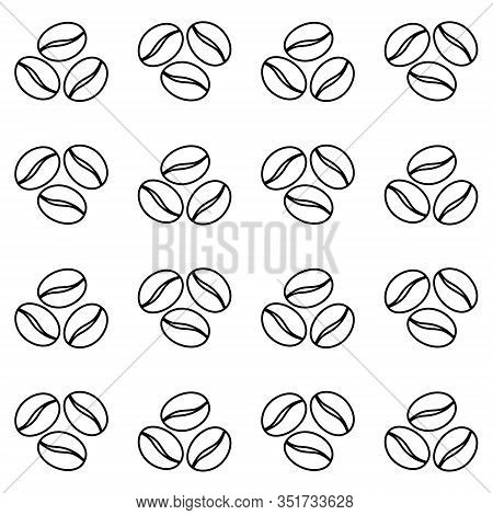 Coffee Beans Seamless Pattern. Hand Drawn Outline Doodle Elements. Background For Banners, Packaging