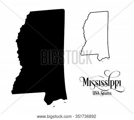 Map Of The United States Of America (usa) State Of Mississippi - Illustration On White Background.