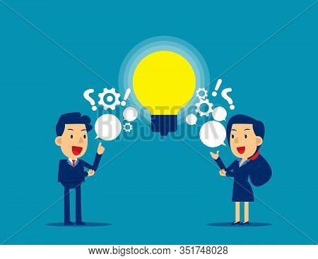 People Exchanging Question And Ideas. Concept Communication Vector Illustration, Kid Business, Busin