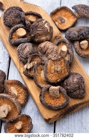 Dehydrated shiitake mushrooms, asian food ingredient