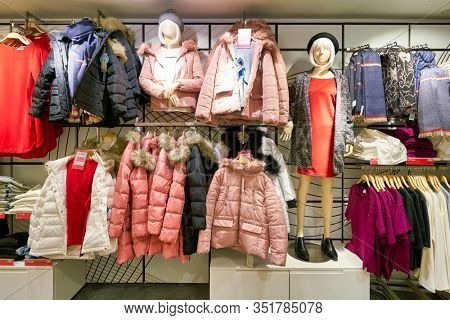 HONG KONG - JANUARY 22, 2019: interior shot of Bossini shop. Bossini International Holdings Limited and its subsidiaries is an apparel brand owner, retailer and franchiser, headquartered in Hong Kong.