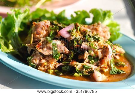 Pork Salad, Spicy Pork Salad Or Thai Spicy Pork Salad