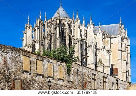 Beauvais Cathedral And Old Roman Wall. Cathedral Of Saint Peter Of Beauvais, Roman Catholic Church I